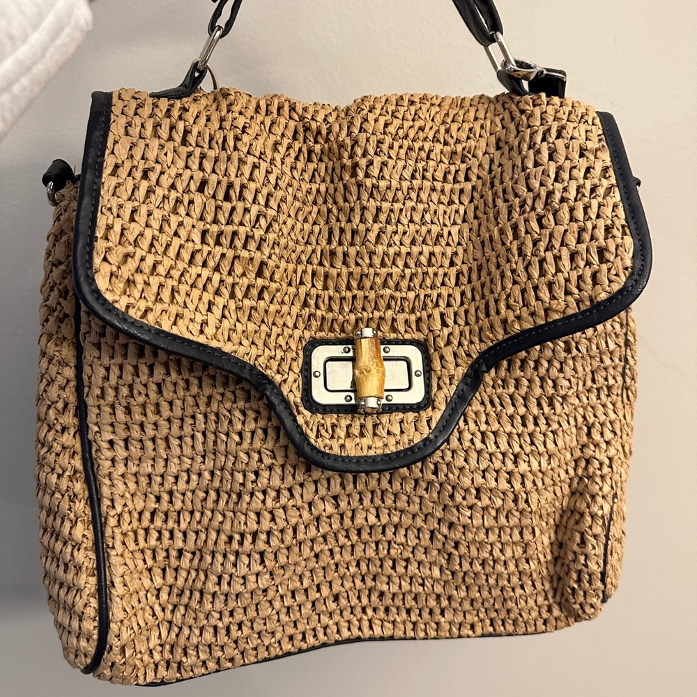 Straw studios straw handbag with top handle